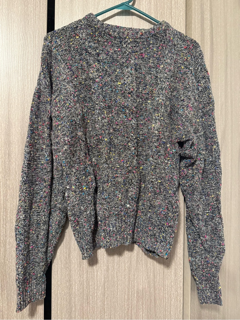 Vintage Grey Speckled Cable-Knit Women's Sweater